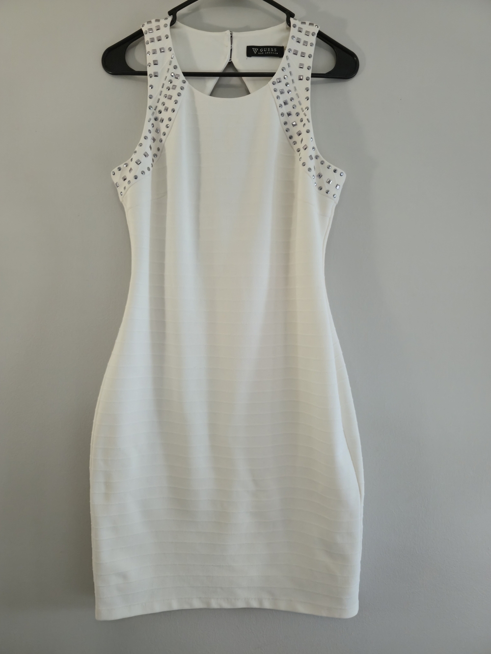 Guess White Mini Dress with Crystal-Studded Straps
